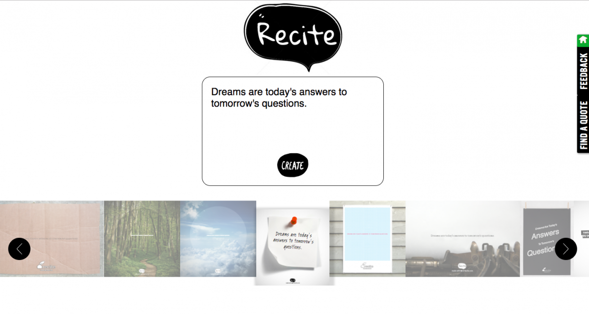Recite designer tool screenshot